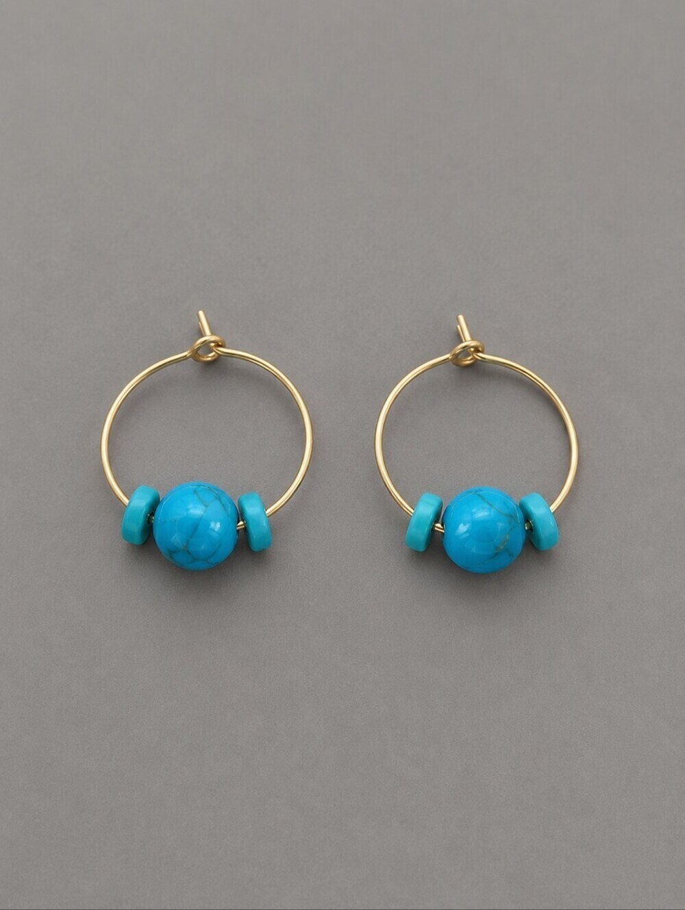 5/$25 Dainty Western Blue Beaded Goldtone Nebula Huggie Hoop Earrings